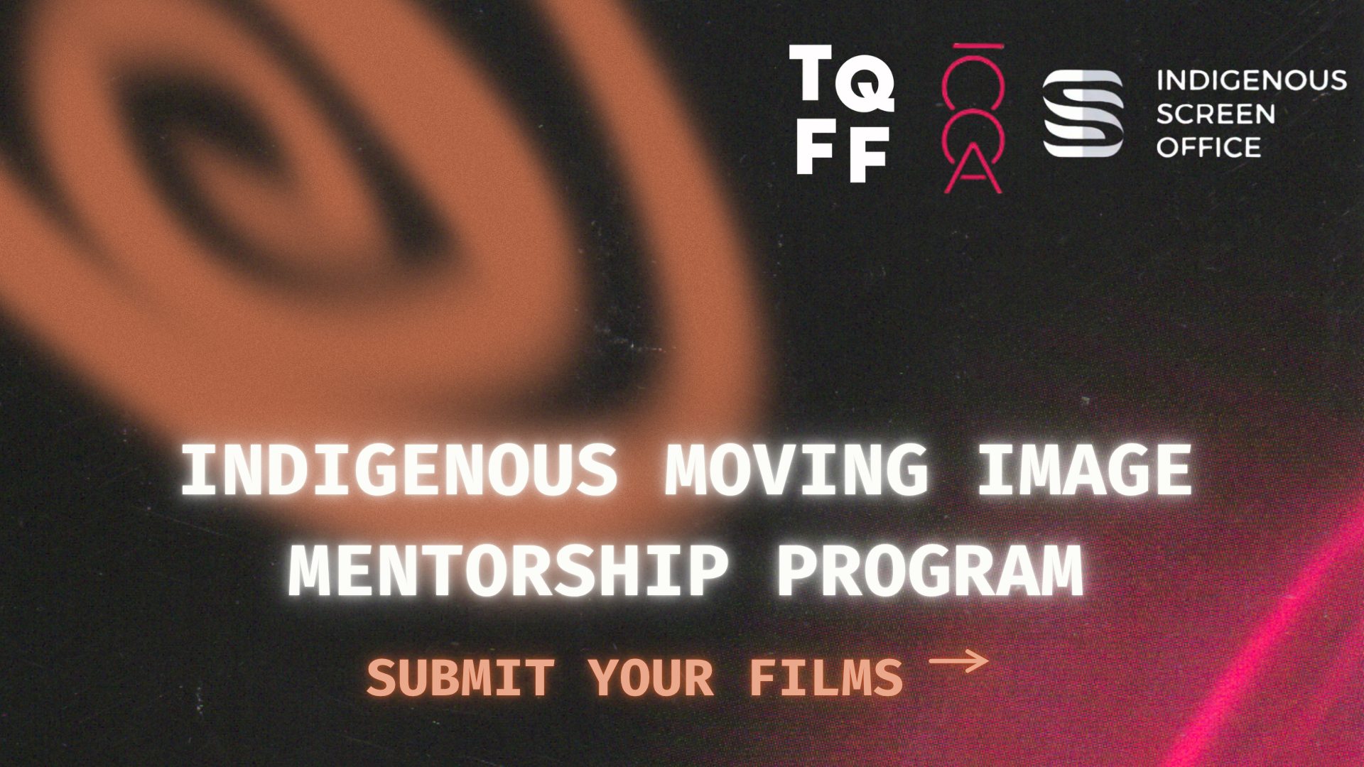 Website banner reading "Indigenous Moving Image Mentorship Program, Submit your films"